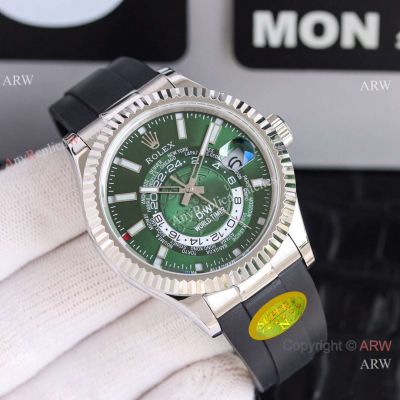 N-Factory Rolex Diw Sky Dweller World Timer 42mm Green Replica Watches